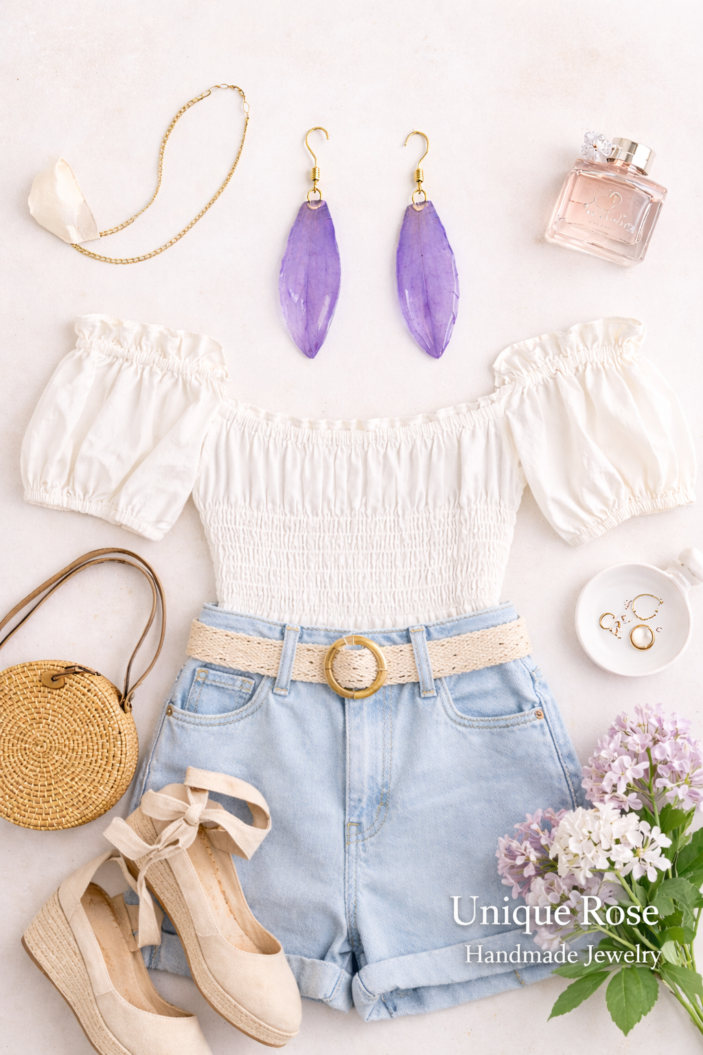 Lavender Water Lily Petal Earrings - Image 5