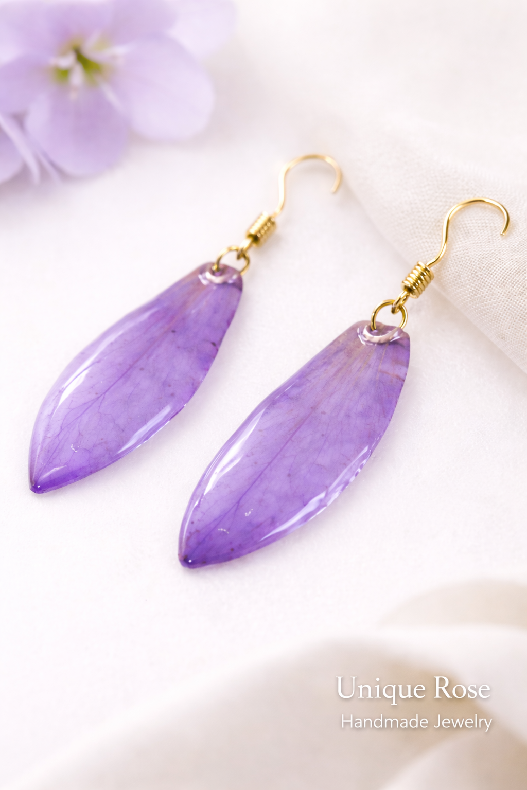 Lavender Water Lily Petal Earrings - Image 6
