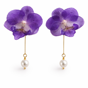 Real Orchid Blossom Earrings