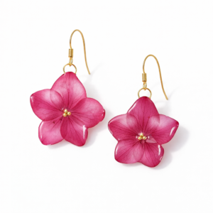 Pink Hydrangea Petal Drop Earrings