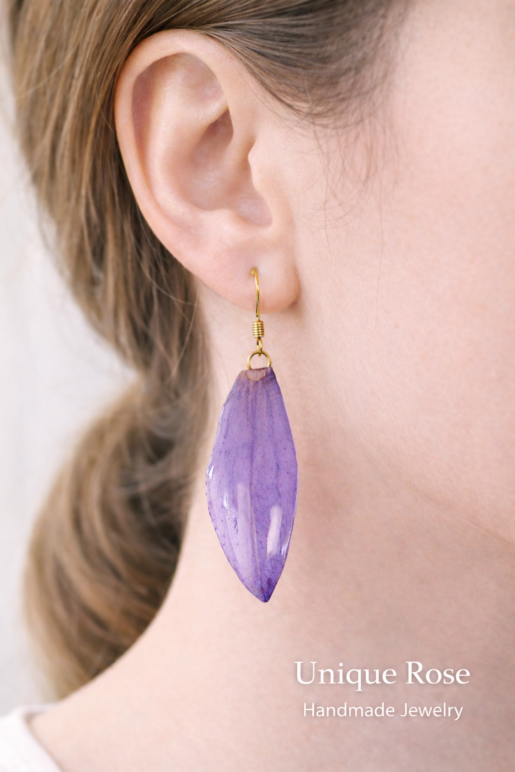Lavender Water Lily Petal Earrings - Image 3