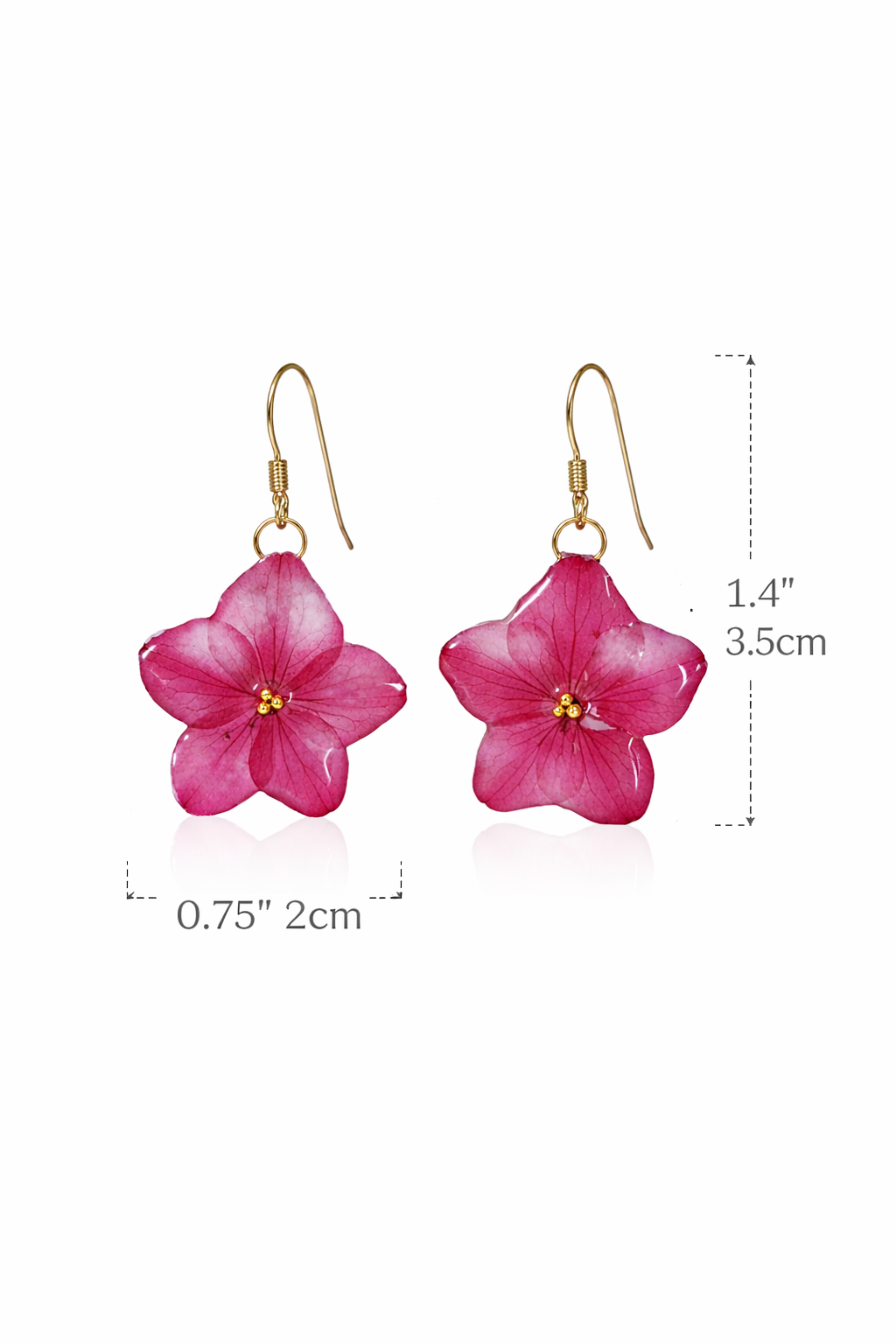 Pink Hydrangea Petal Drop Earrings - Image 3