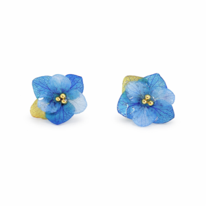 Blue Hydrangea Resin Flower Stud Earrings