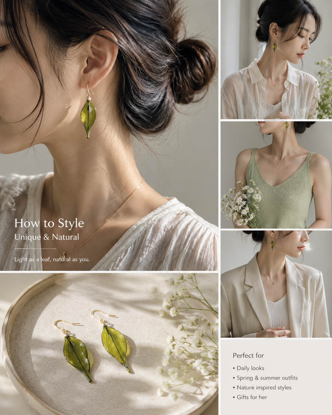 Leaf Veil Resin Earrings - Image 2