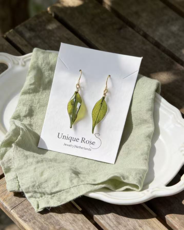 Leaf Veil Resin Earrings